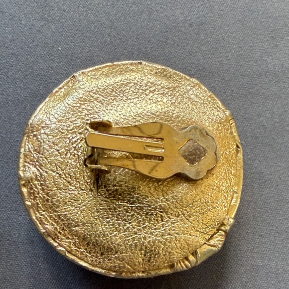 Gold Leather Iridescent Gem Brooch - Picture 3 of 4